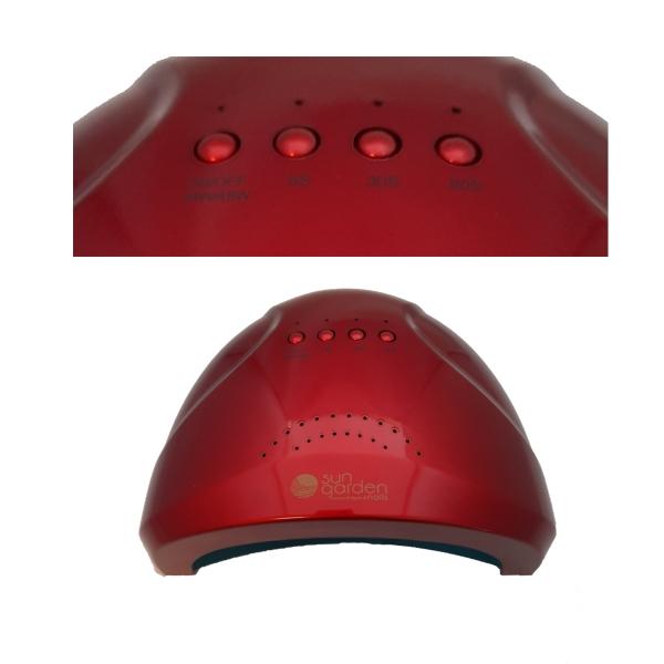 UV LED Lampe Sun1 Rot Metallic 48 W für Gel, Gellack mit Sensor und Timer, Lichthärtungsgerät für Naildesign